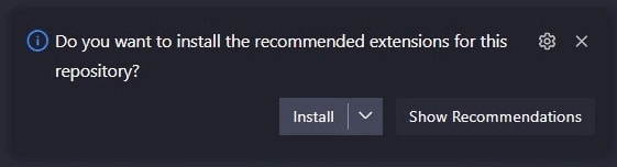 Recommended Extensions Warning